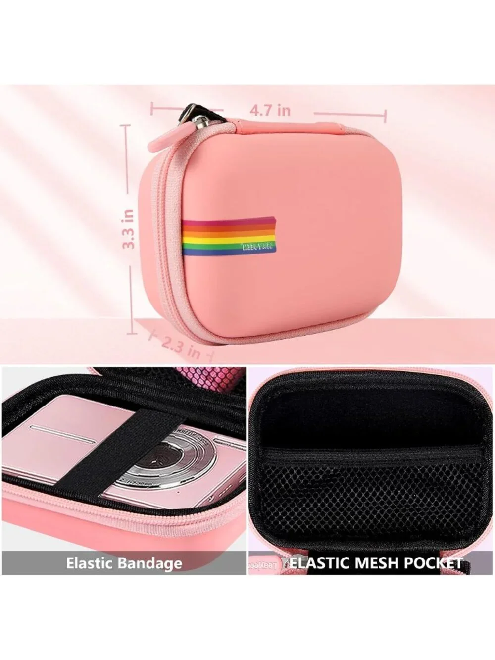 Pink Digital Camera Case –‎ Compact Protective zip Travel Pouch, universal